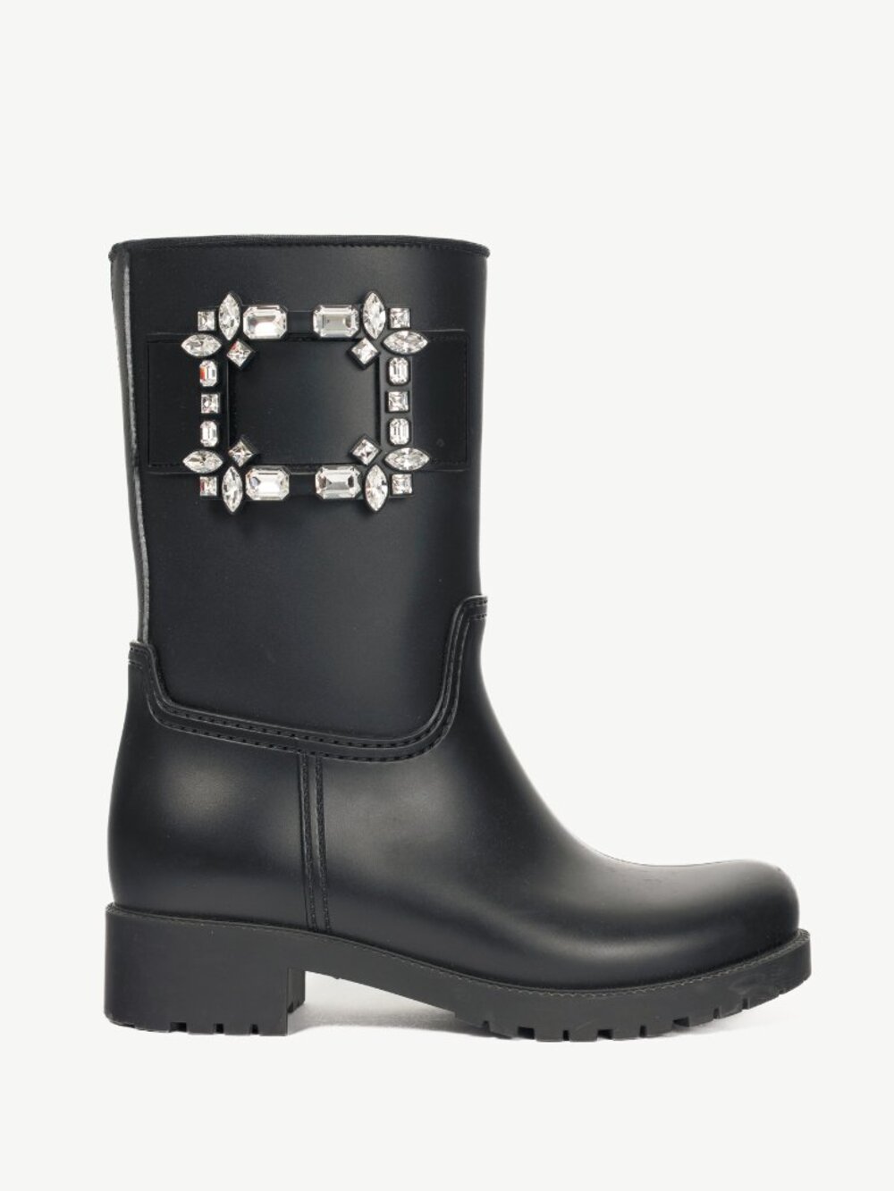 Roger Vivier Tempête Viv Black Rubber Strass-Embellished Rain Boots